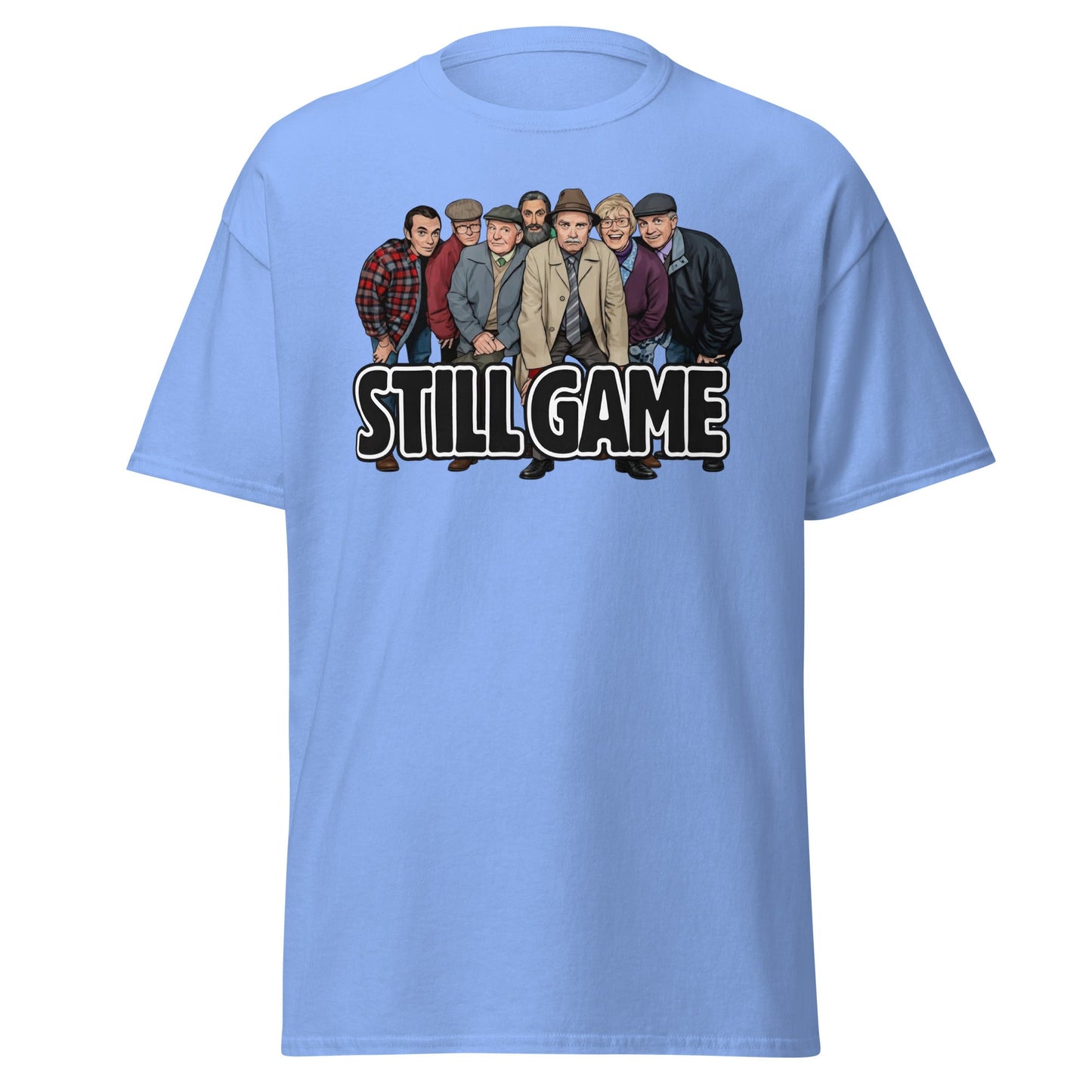 Still Game Cast Cartoon T-Shirt | Funny Scottish Comedy Tee - Carolina Blue - T-Shirts Online