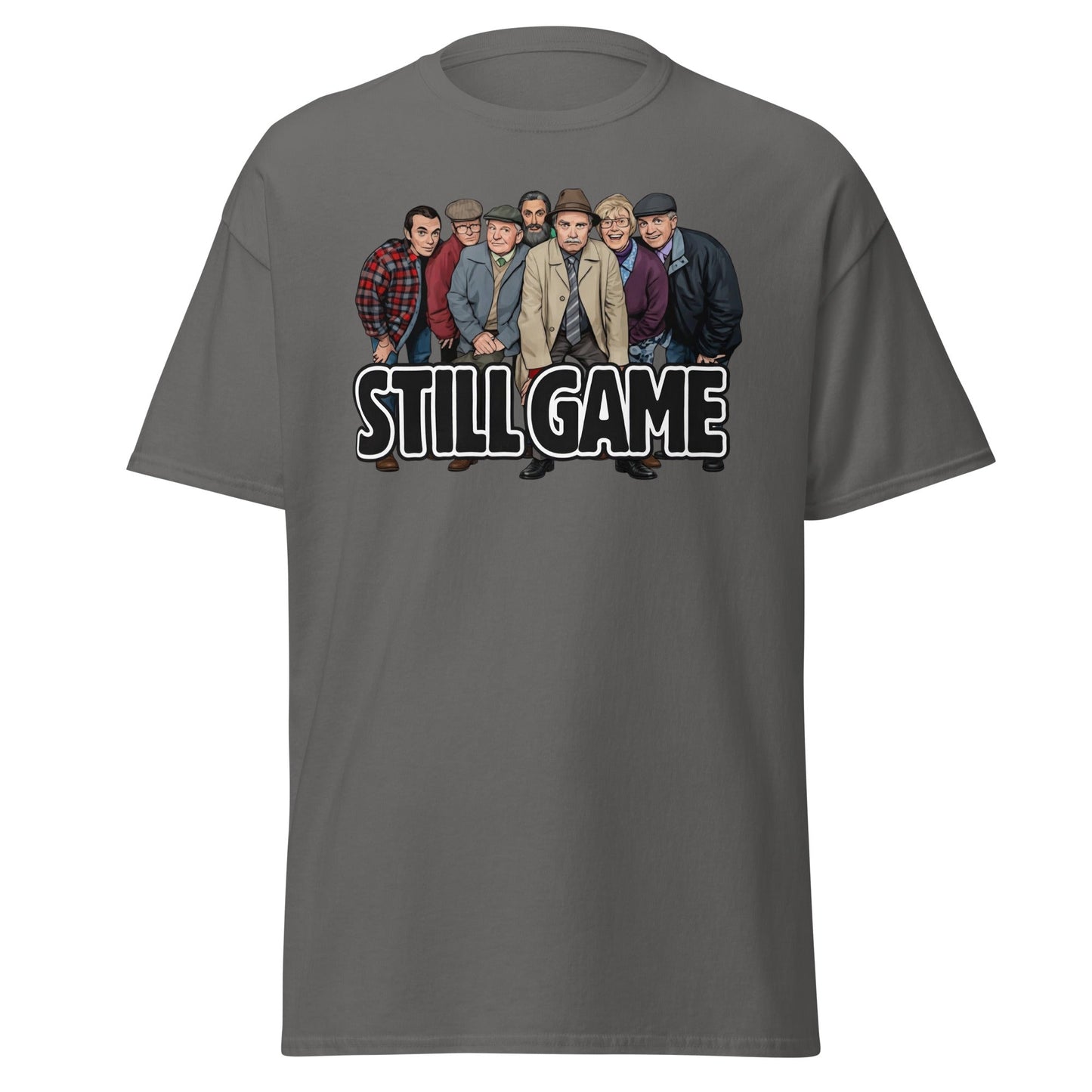 Still Game Cast Cartoon T-Shirt | Funny Scottish Comedy Tee - Charcoal - T-Shirts Online