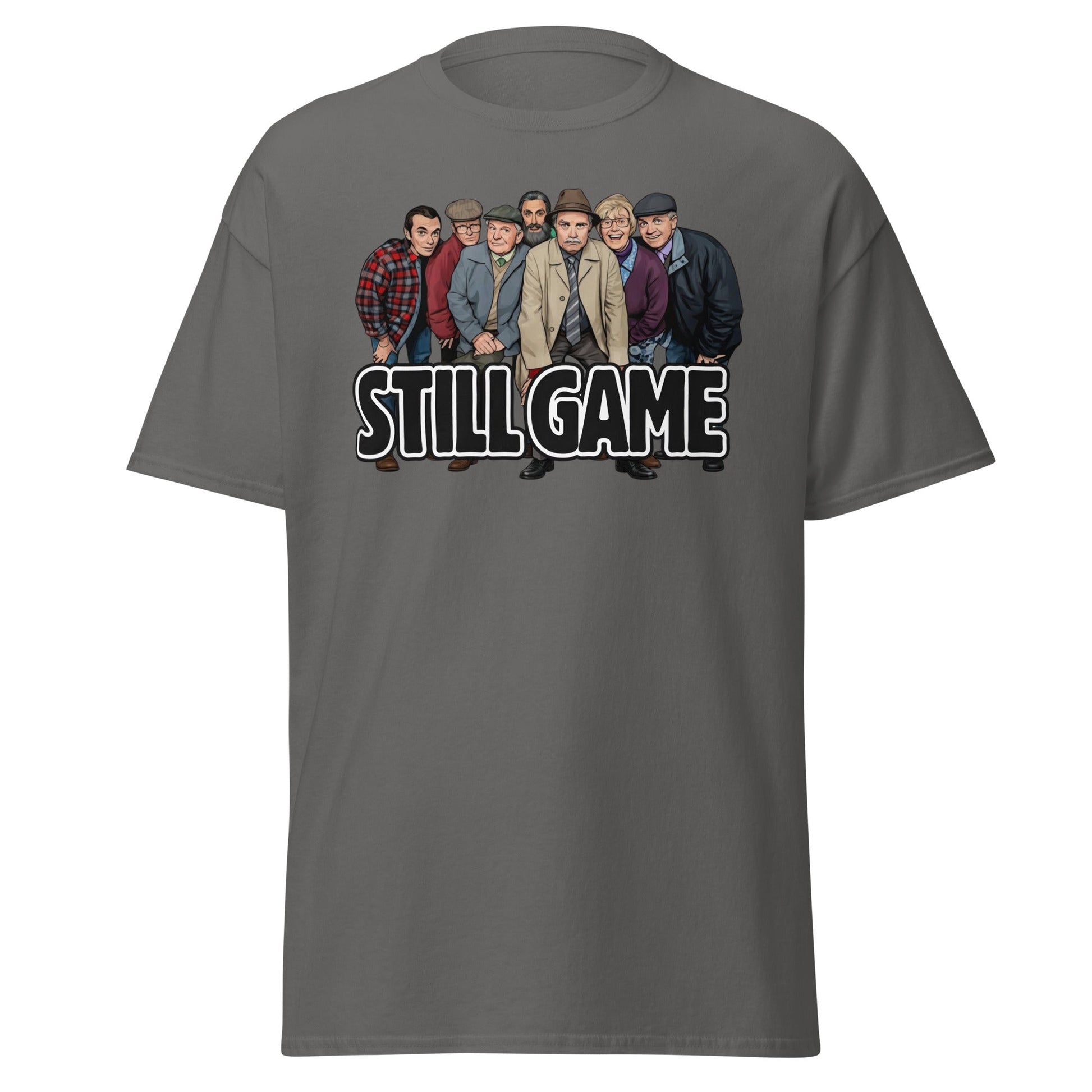 Still Game Cast Cartoon T-Shirt | Funny Scottish Comedy Tee - Charcoal - T-Shirts Online