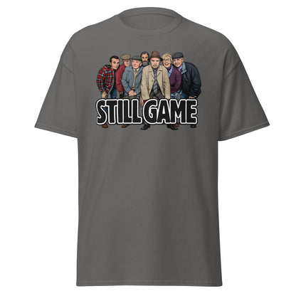 Still Game Cast Cartoon T-Shirt | Funny Scottish Comedy Tee - Charcoal - T-Shirts Online