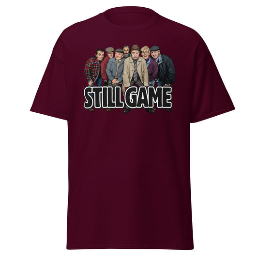 Still Game Cast Cartoon T-Shirt | Funny Scottish Comedy Tee - Maroon - T-Shirts Online