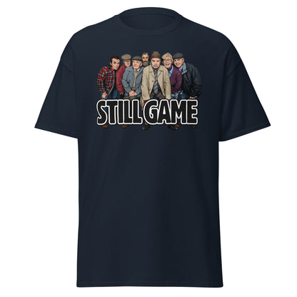 Still Game Cast Cartoon T-Shirt | Funny Scottish Comedy Tee - Navy - T-Shirts Online