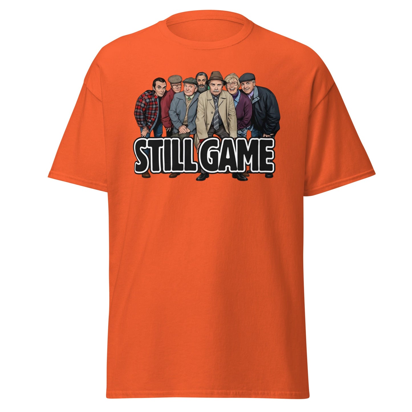 Still Game Cast Cartoon T-Shirt | Funny Scottish Comedy Tee - Orange - T-Shirts Online