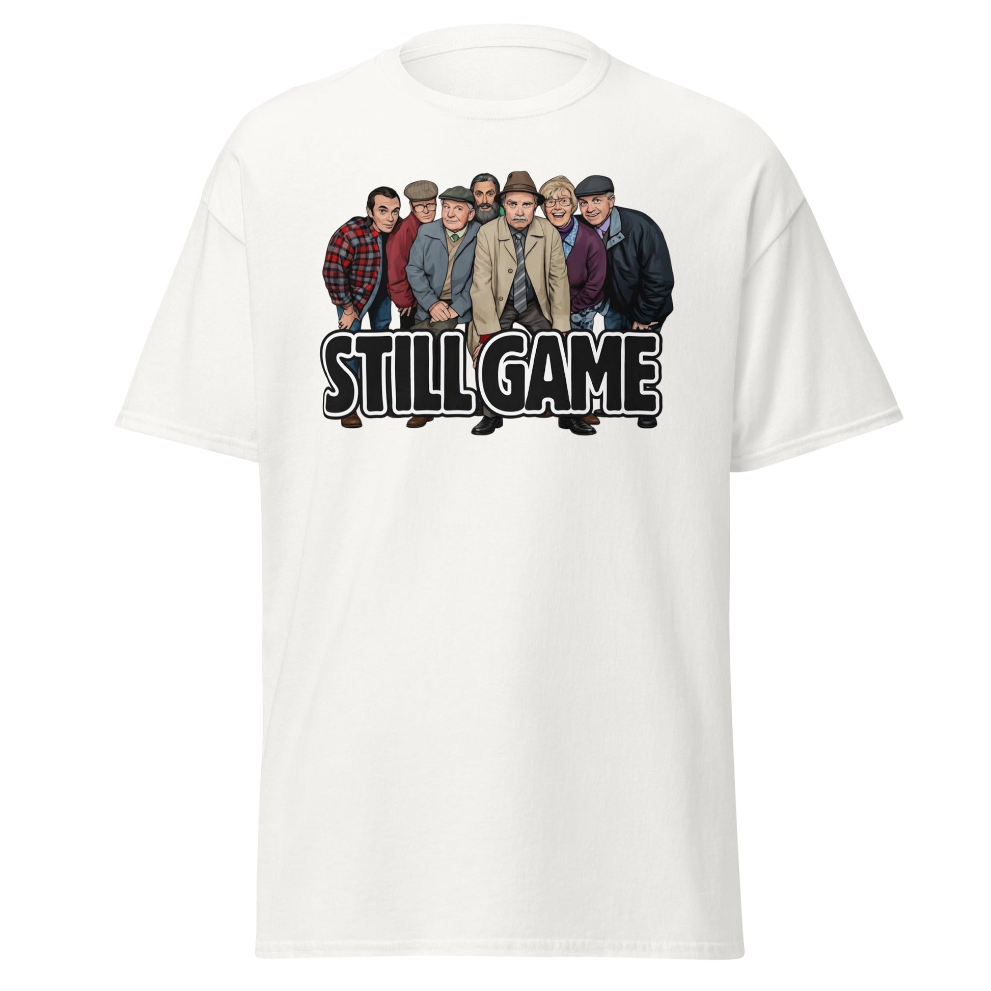 Still Game Cast Cartoon T-Shirt | Funny Scottish Comedy Tee - White - T-Shirts Online