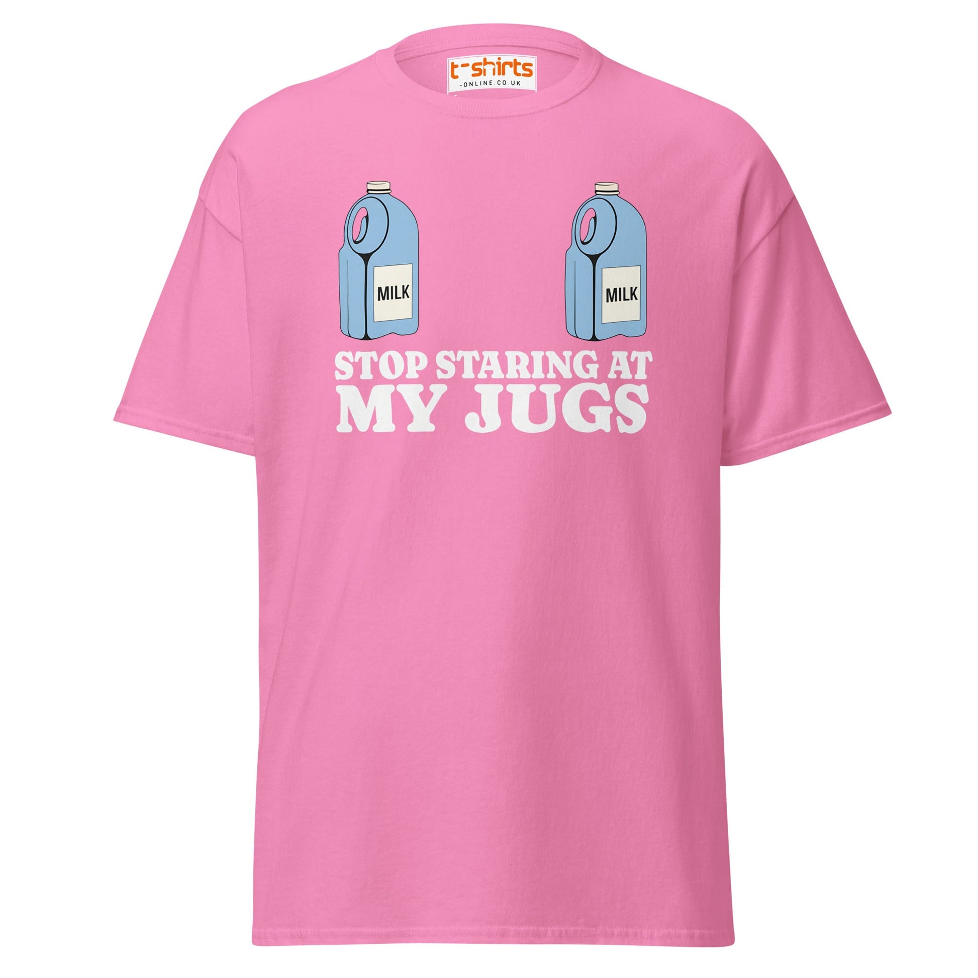 Stop Staring at My Jugs T-Shirt | Funny Milk Pun Tee - Azalea - T-Shirts Online