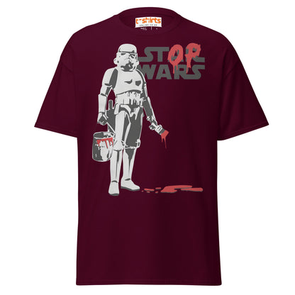 Stop Wars T-Shirt | Peaceful Rebel Street Art Tee - Maroon - T-Shirts Online