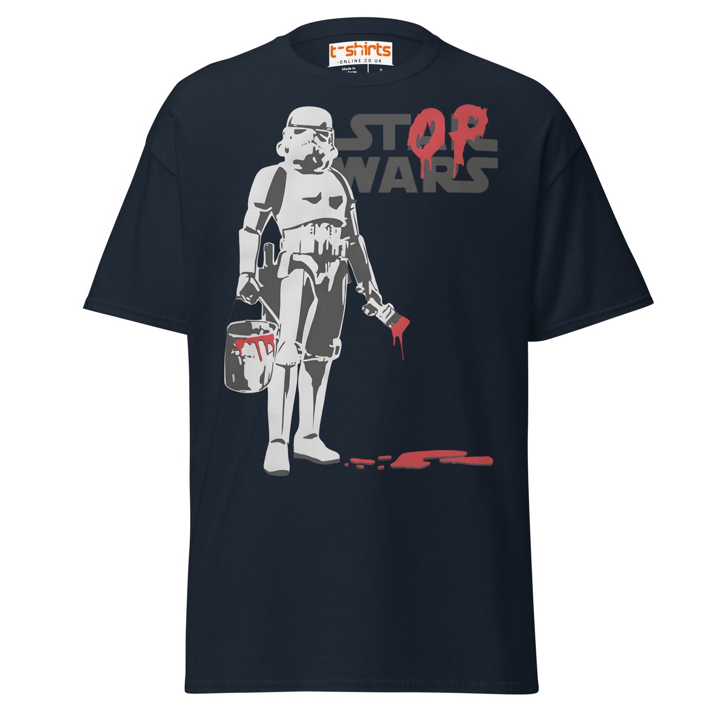 Stop Wars T-Shirt | Peaceful Rebel Street Art Tee - Navy - T-Shirts Online