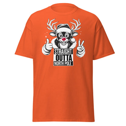 Straight Outta North Pole Reindeer T-Shirt | Funny Christmas - Orange - T-Shirts Online