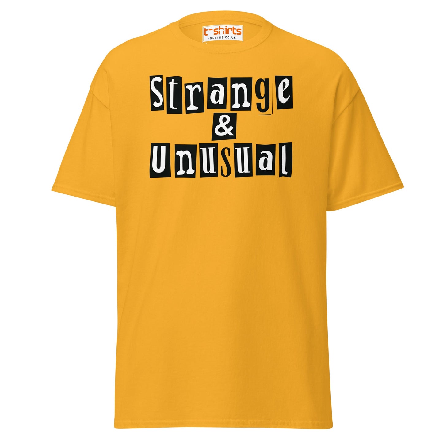 Strange & Unusual T-Shirt – Gothic Quirky Quote Tee - Gold - T-Shirts Online
