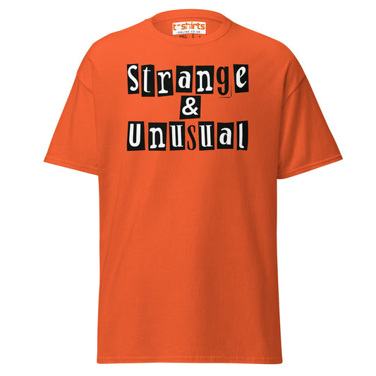 Strange & Unusual T-Shirt – Gothic Quirky Quote Tee - Orange - T-Shirts Online