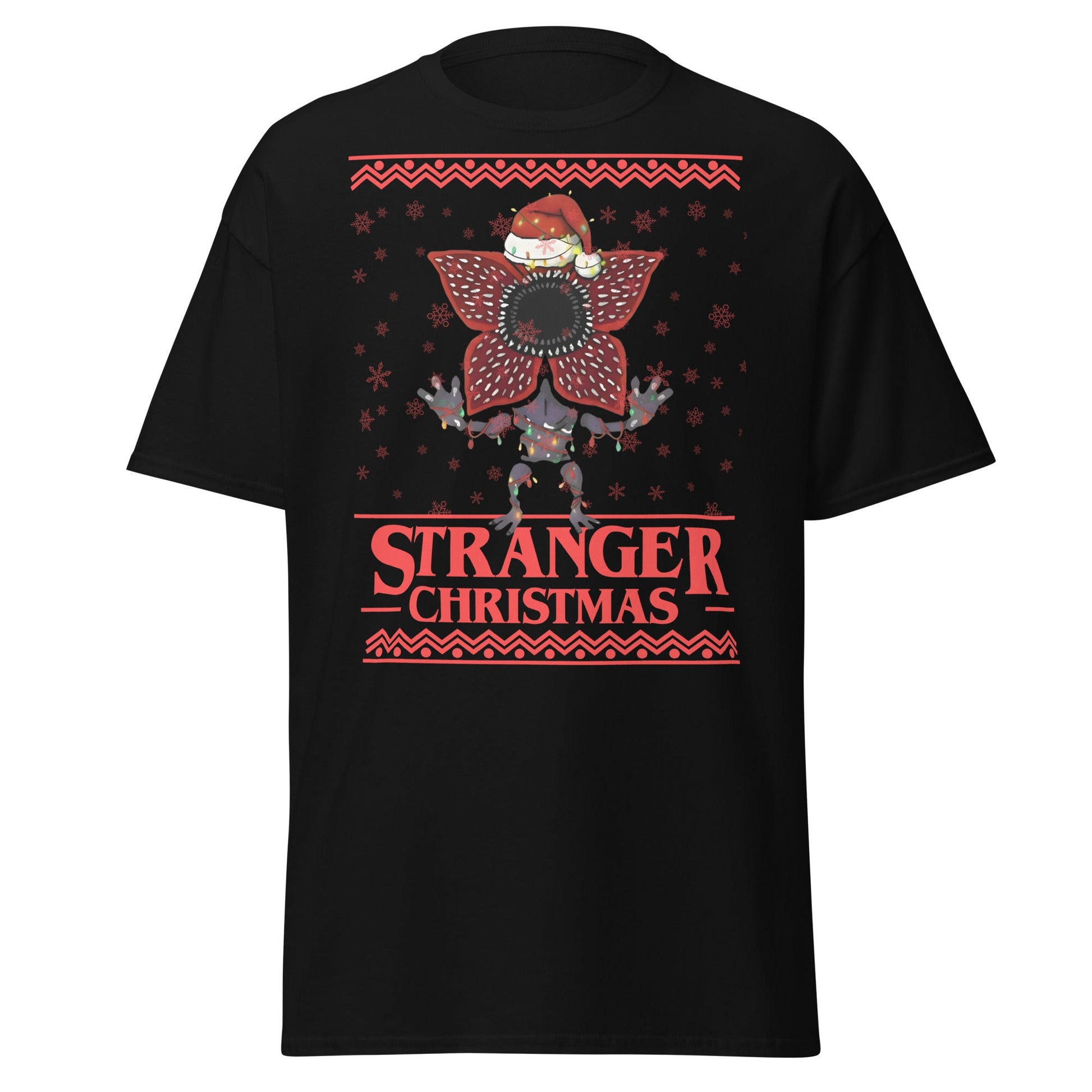 Stranger Christmas T-Shirt - Demogorgon Holiday Parody Tee - Black - T-Shirts Online