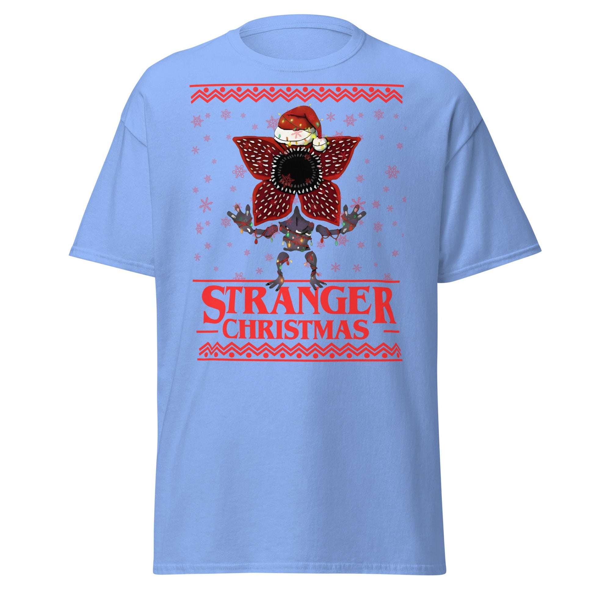 Stranger Christmas T-Shirt - Demogorgon Holiday Parody Tee - Carolina Blue - T-Shirts Online