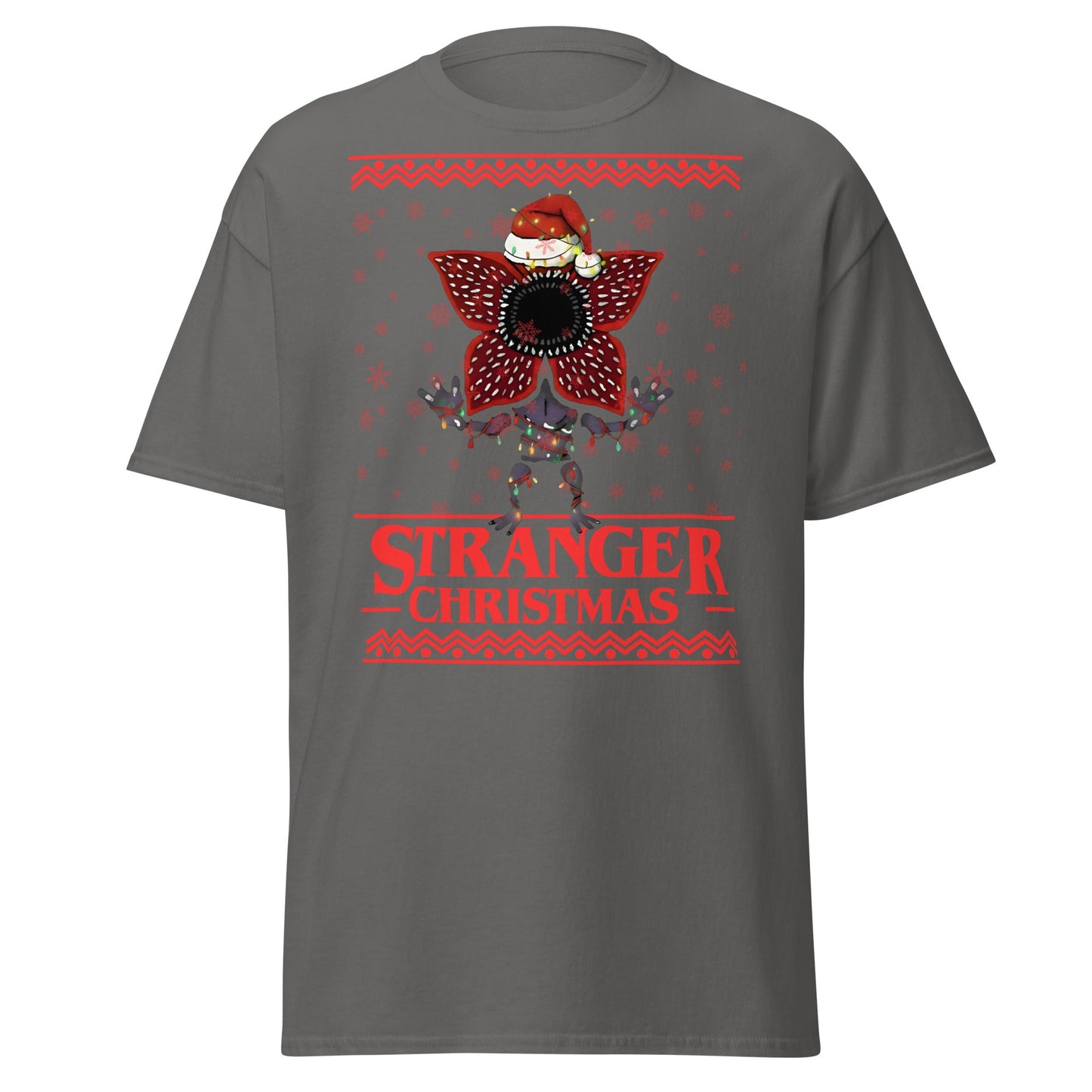 Stranger Christmas T-Shirt - Demogorgon Holiday Parody Tee - Charcoal - T-Shirts Online