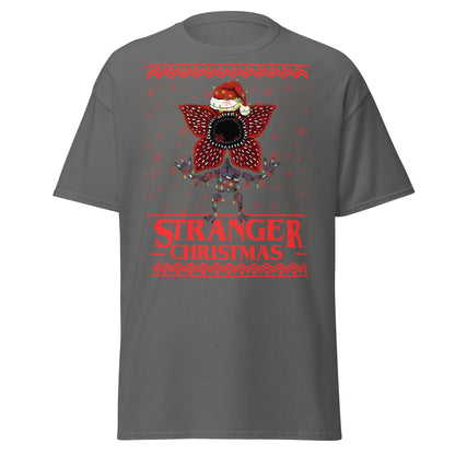 Stranger Christmas T-Shirt - Demogorgon Holiday Parody Tee - Charcoal - T-Shirts Online