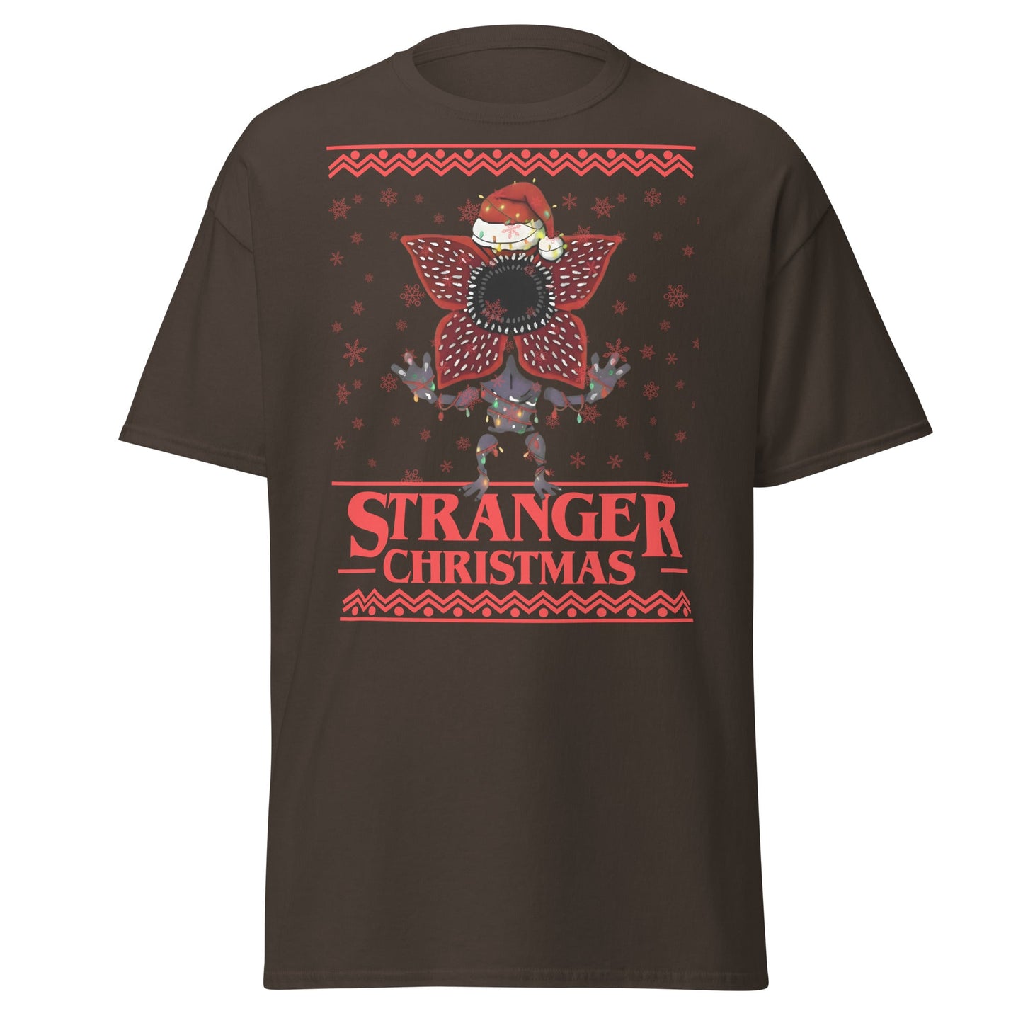 Stranger Christmas T-Shirt - Demogorgon Holiday Parody Tee - Dark Chocolate - T-Shirts Online