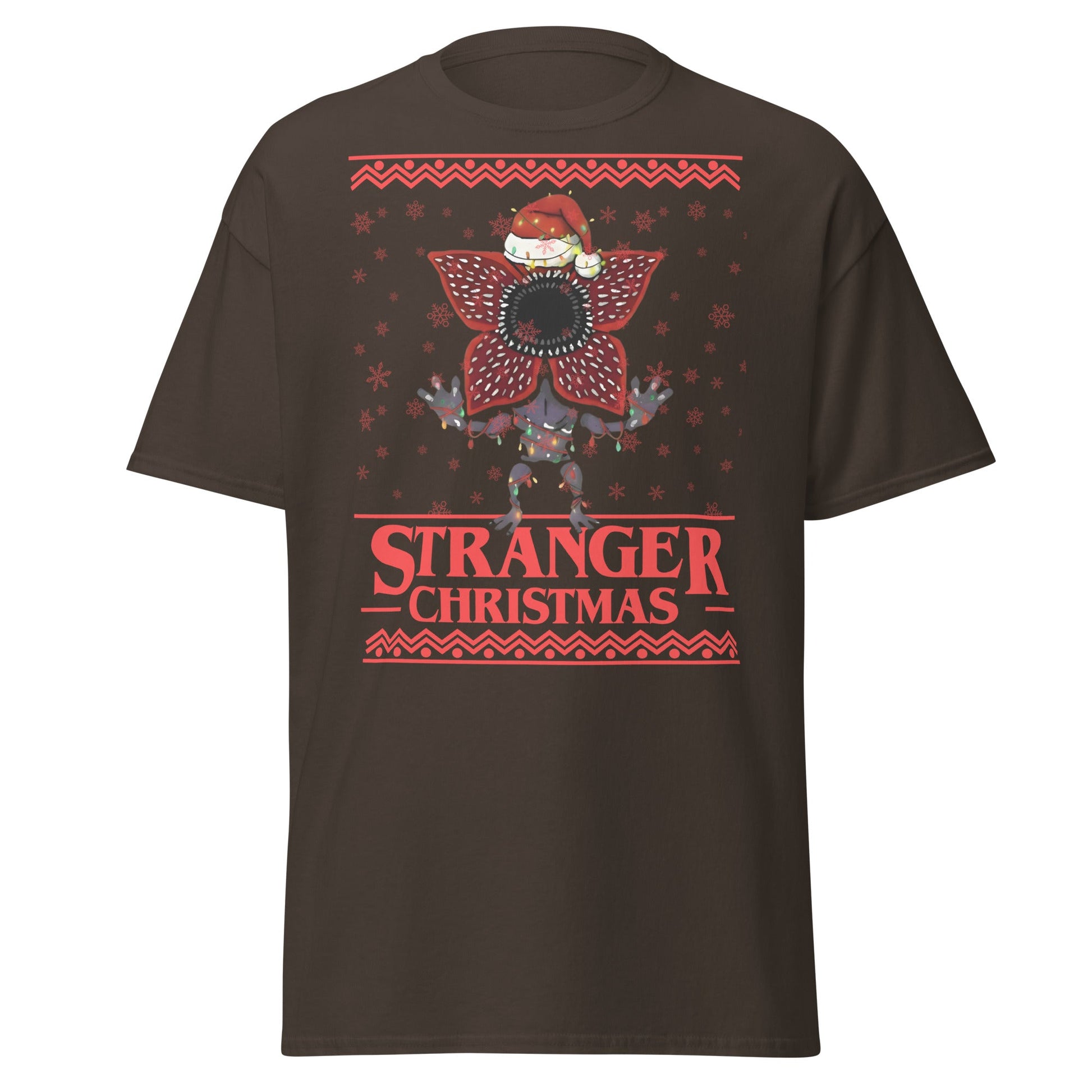 Stranger Christmas T-Shirt - Demogorgon Holiday Parody Tee - Dark Chocolate - T-Shirts Online