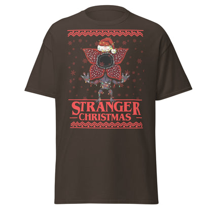 Stranger Christmas T-Shirt - Demogorgon Holiday Parody Tee - Dark Chocolate - T-Shirts Online