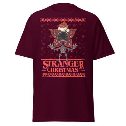 Stranger Christmas T-Shirt - Demogorgon Holiday Parody Tee - Maroon - T-Shirts Online