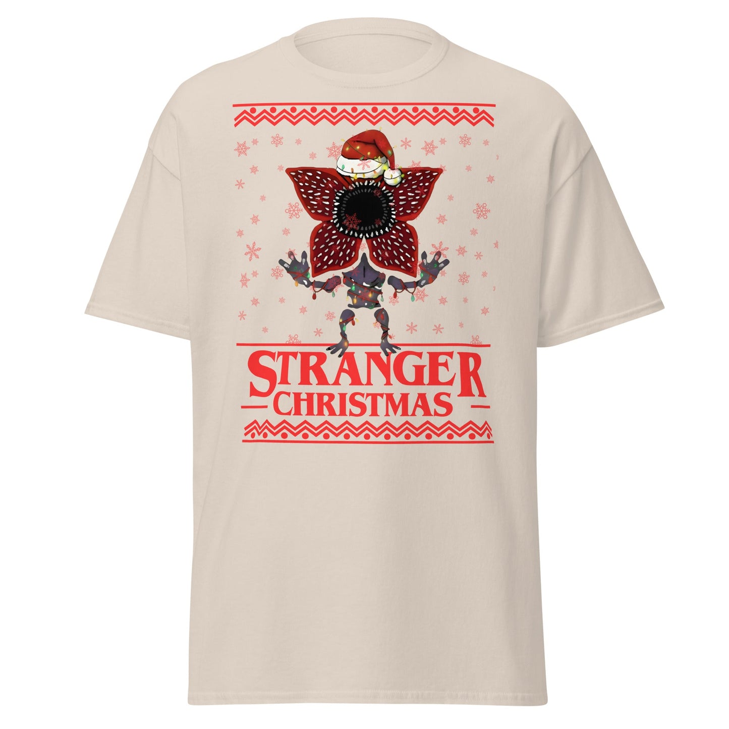 Stranger Christmas T-Shirt - Demogorgon Holiday Parody Tee - Natural - T-Shirts Online