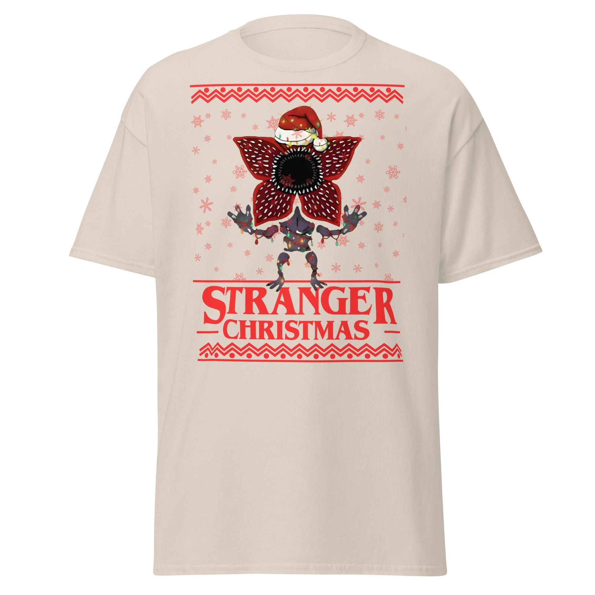 Stranger Christmas T-Shirt - Demogorgon Holiday Parody Tee - Natural - T-Shirts Online