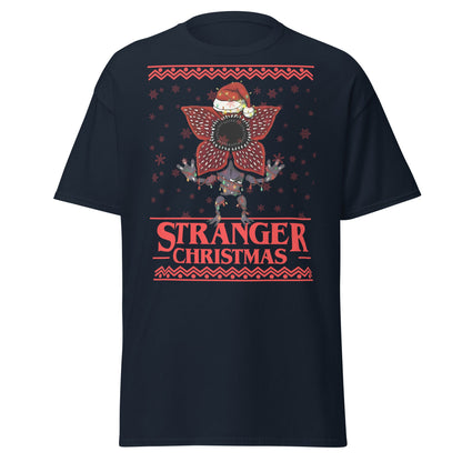 Stranger Christmas T-Shirt - Demogorgon Holiday Parody Tee - Navy - T-Shirts Online