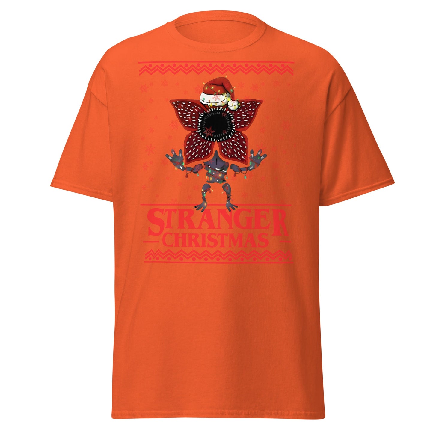 Stranger Christmas T-Shirt - Demogorgon Holiday Parody Tee - Orange - T-Shirts Online