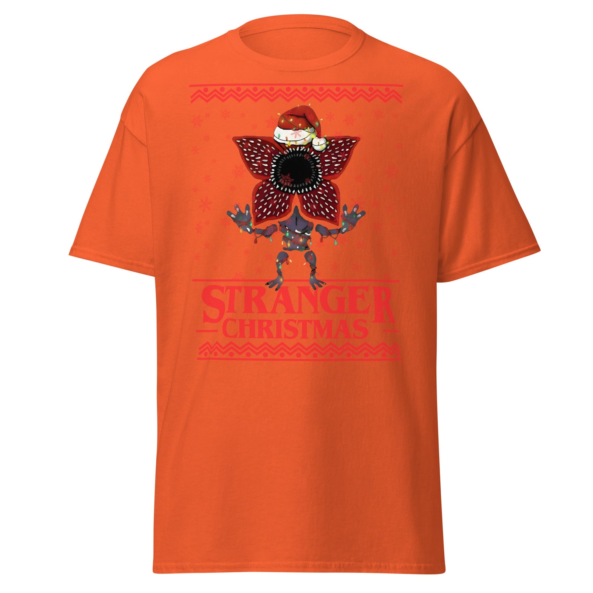 Stranger Christmas T-Shirt - Demogorgon Holiday Parody Tee - Orange - T-Shirts Online