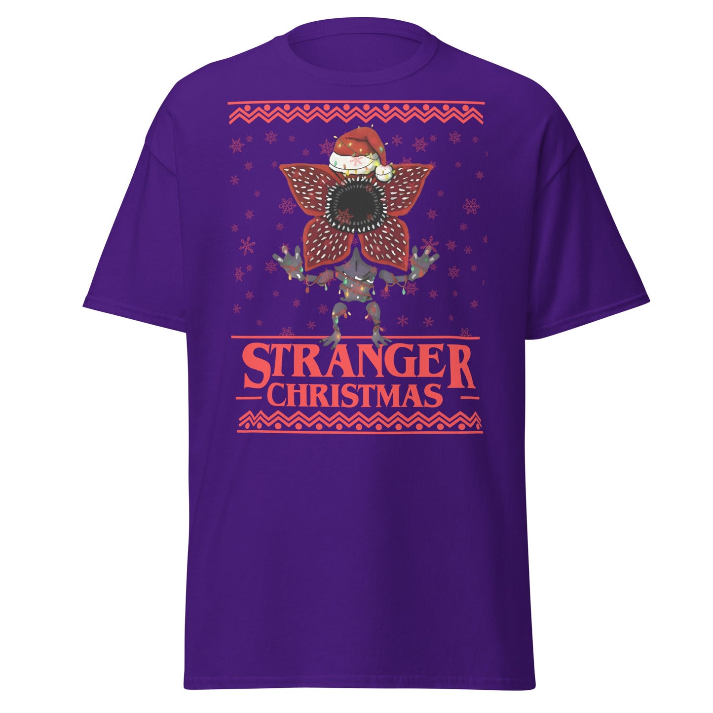 Stranger Christmas T-Shirt - Demogorgon Holiday Parody Tee - Purple - T-Shirts Online