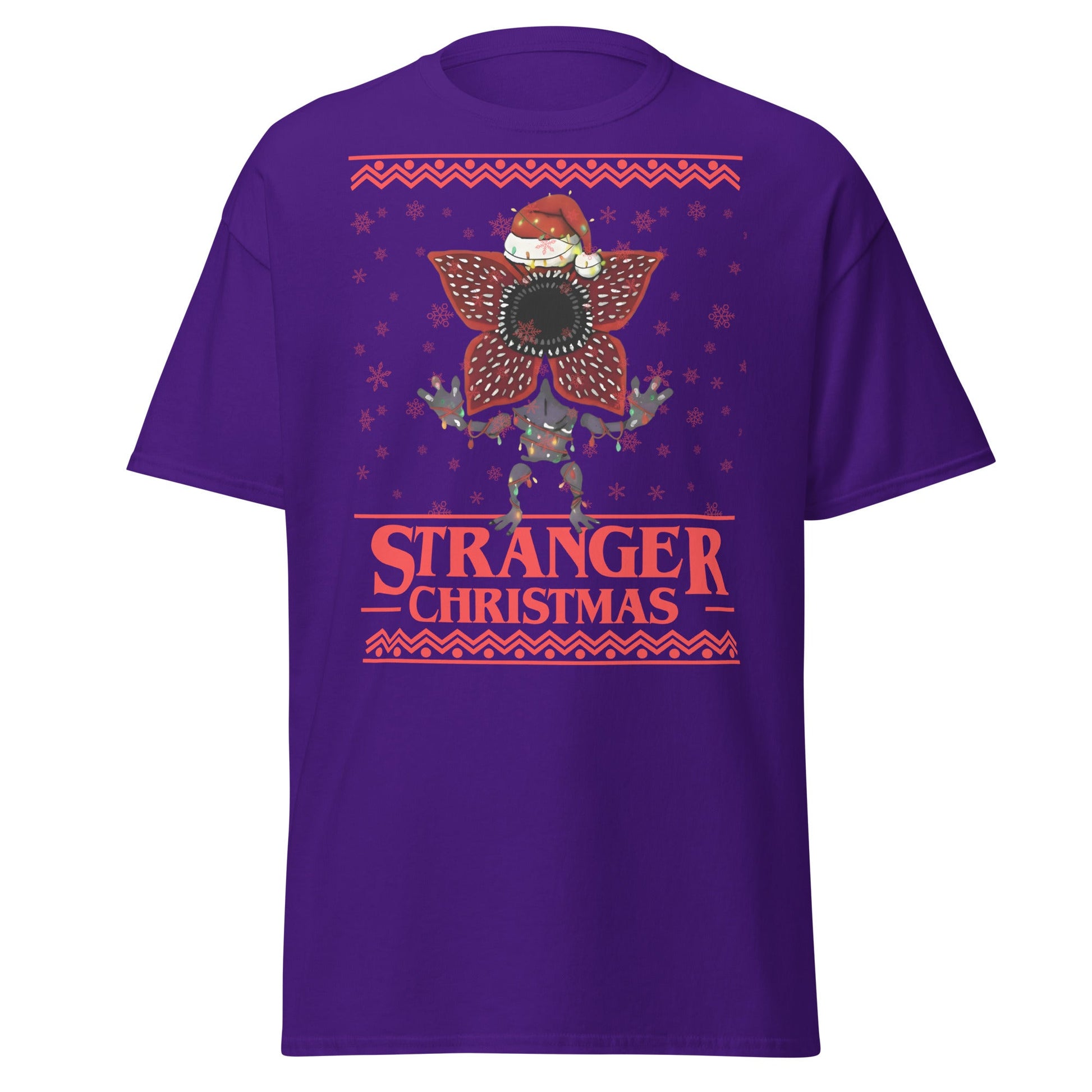 Stranger Christmas T-Shirt - Demogorgon Holiday Parody Tee - Purple - T-Shirts Online