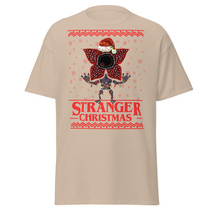Stranger Christmas T-Shirt - Demogorgon Holiday Parody Tee - Sand - T-Shirts Online