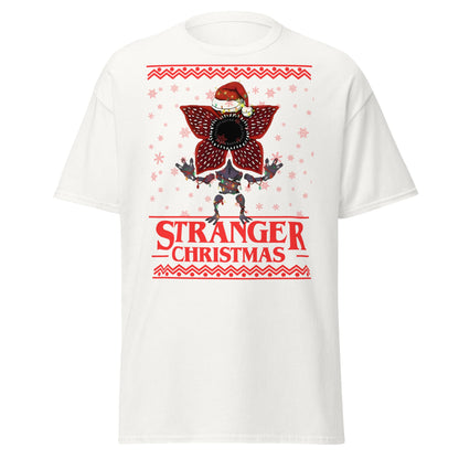 Stranger Christmas T-Shirt - Demogorgon Holiday Parody Tee - White - T-Shirts Online