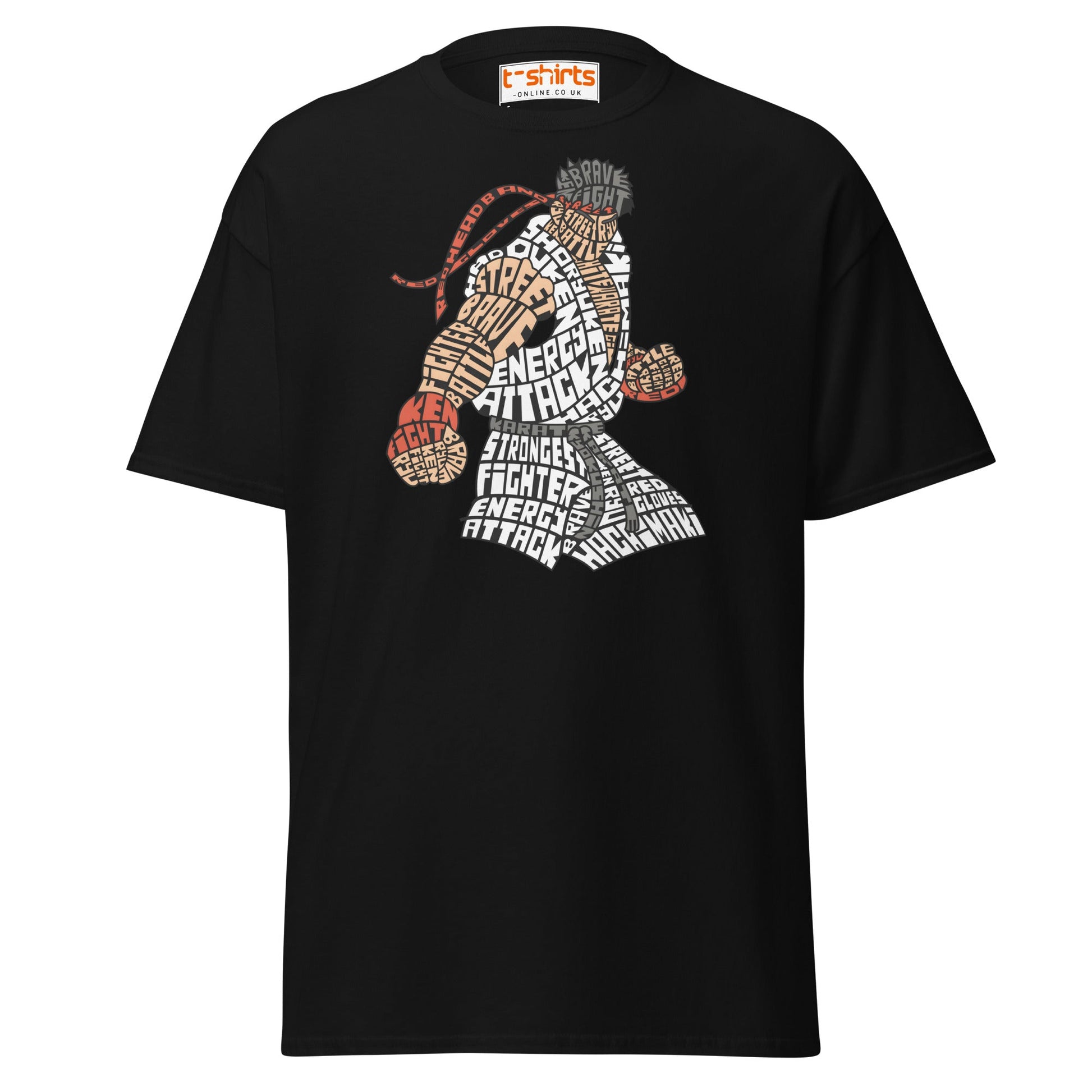 Street Fighter Word Art T-Shirt | Typography Fighter Tee - Black - T-Shirts Online