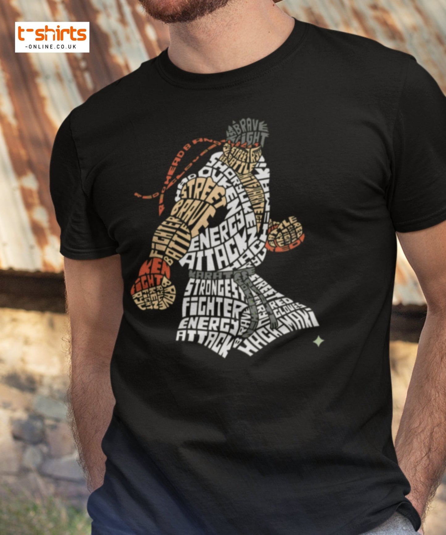 Street Fighter Word Art T-Shirt | Typography Fighter Tee - Black - T-Shirts Online
