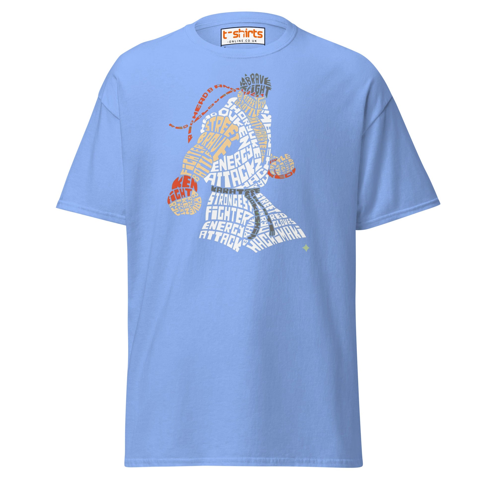 Street Fighter Word Art T-Shirt | Typography Fighter Tee - Carolina Blue - T-Shirts Online