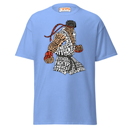 Street Fighter Word Art T-Shirt | Typography Fighter Tee - Carolina Blue - T-Shirts Online