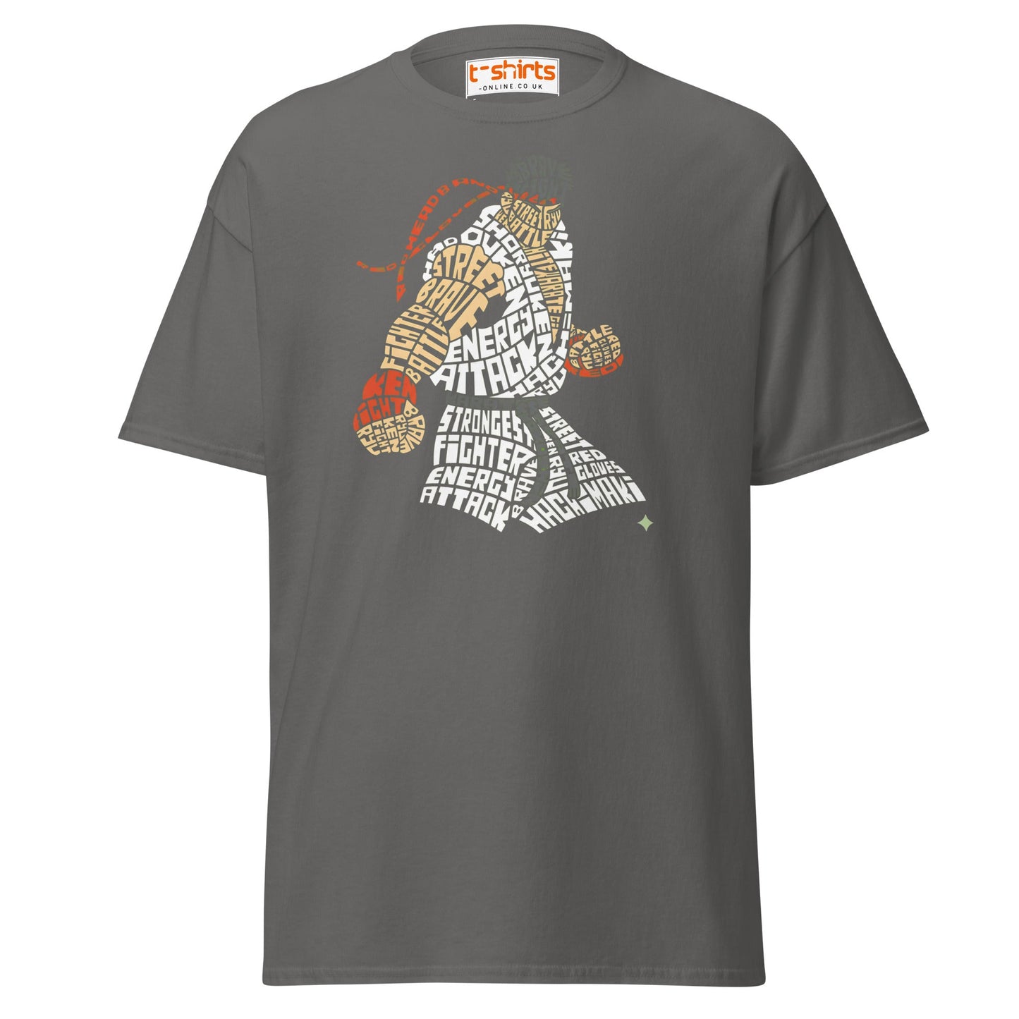 Street Fighter Word Art T-Shirt | Typography Fighter Tee - Charcoal - T-Shirts Online
