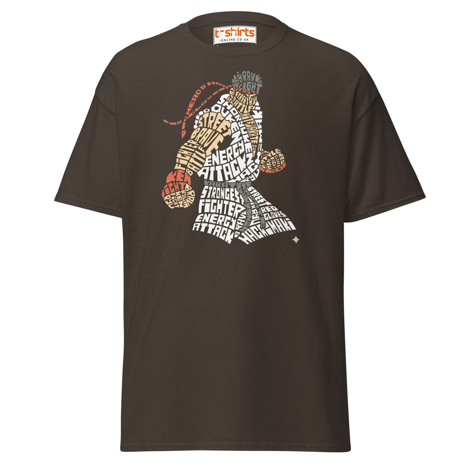Street Fighter Word Art T-Shirt | Typography Fighter Tee - Dark Chocolate - T-Shirts Online