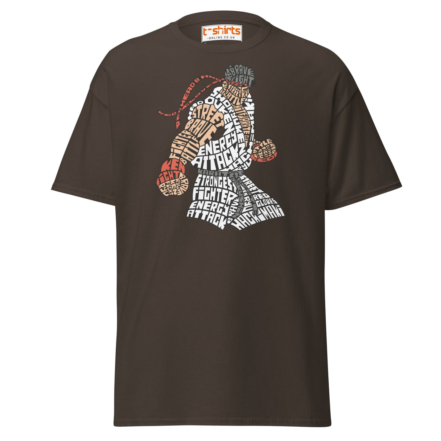 Street Fighter Word Art T-Shirt | Typography Fighter Tee - Dark Chocolate - T-Shirts Online