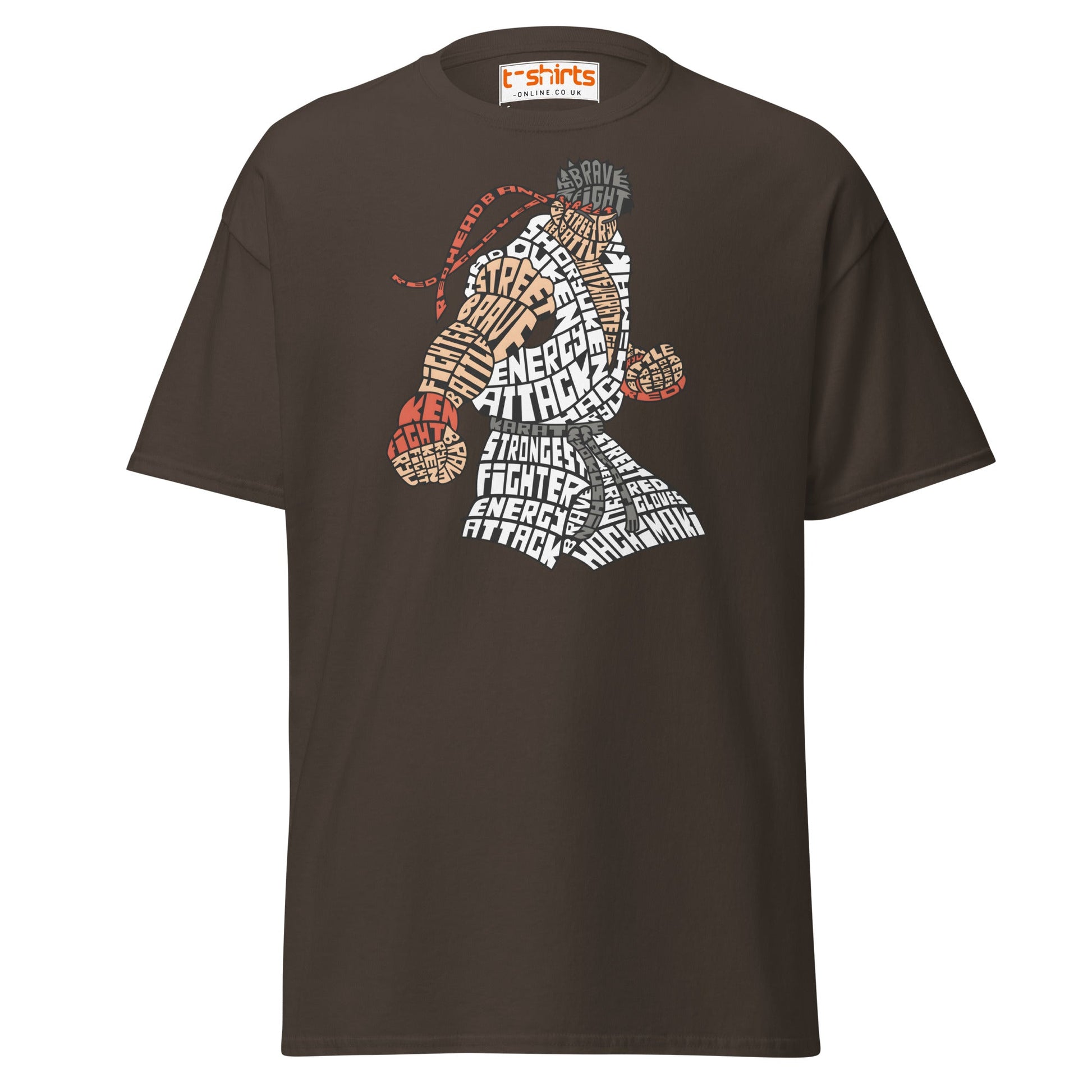 Street Fighter Word Art T-Shirt | Typography Fighter Tee - Dark Chocolate - T-Shirts Online