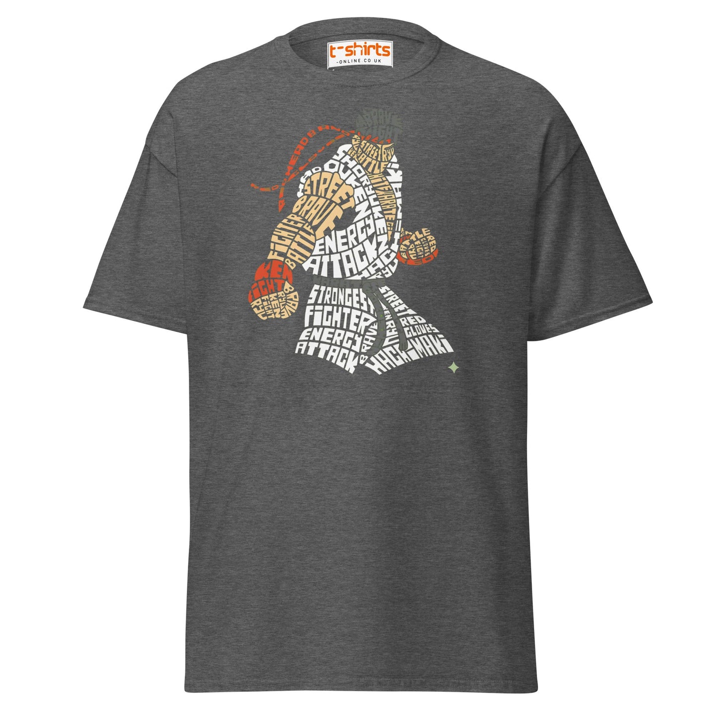 Street Fighter Word Art T-Shirt | Typography Fighter Tee - Dark Heather - T-Shirts Online