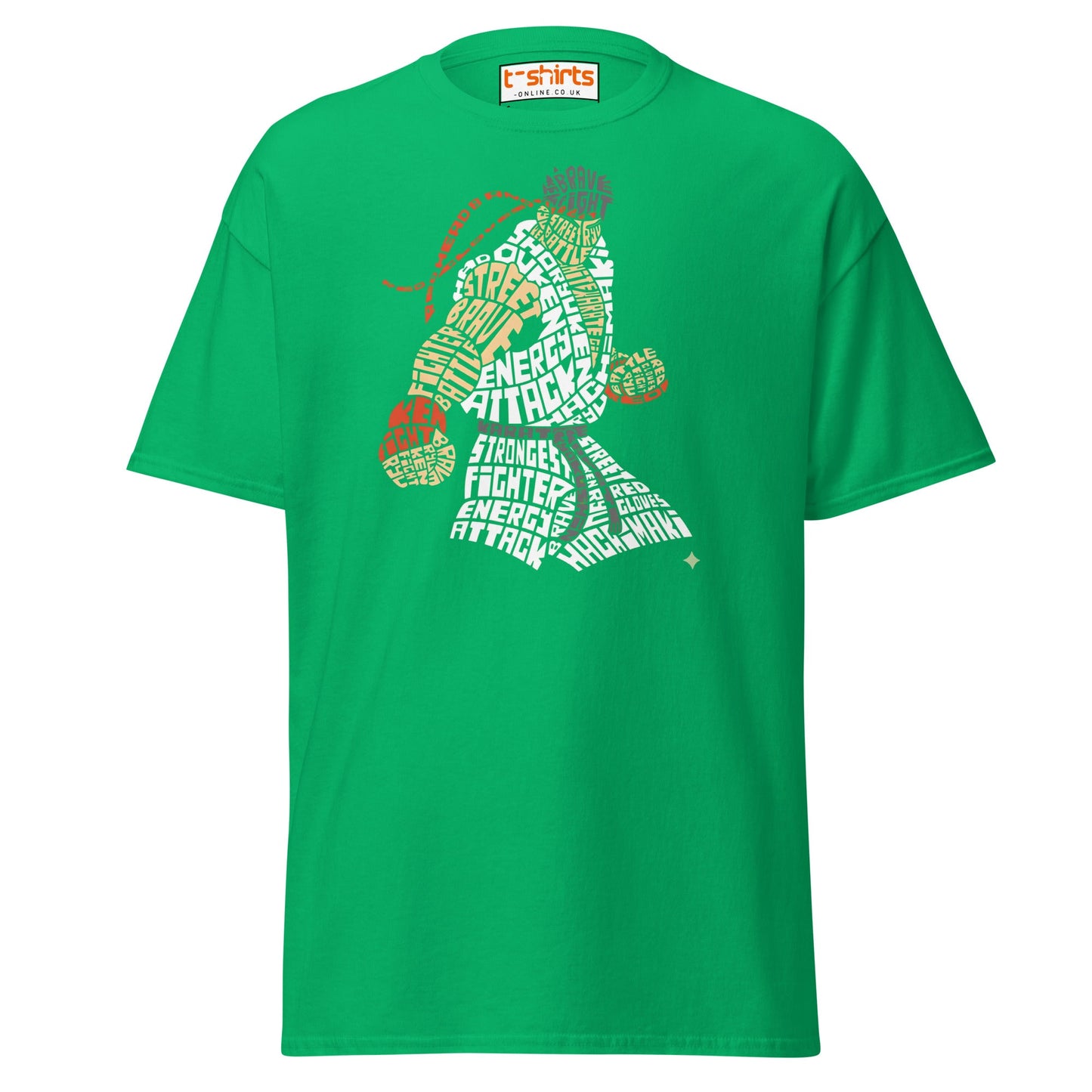 Street Fighter Word Art T-Shirt | Typography Fighter Tee - Irish Green - T-Shirts Online