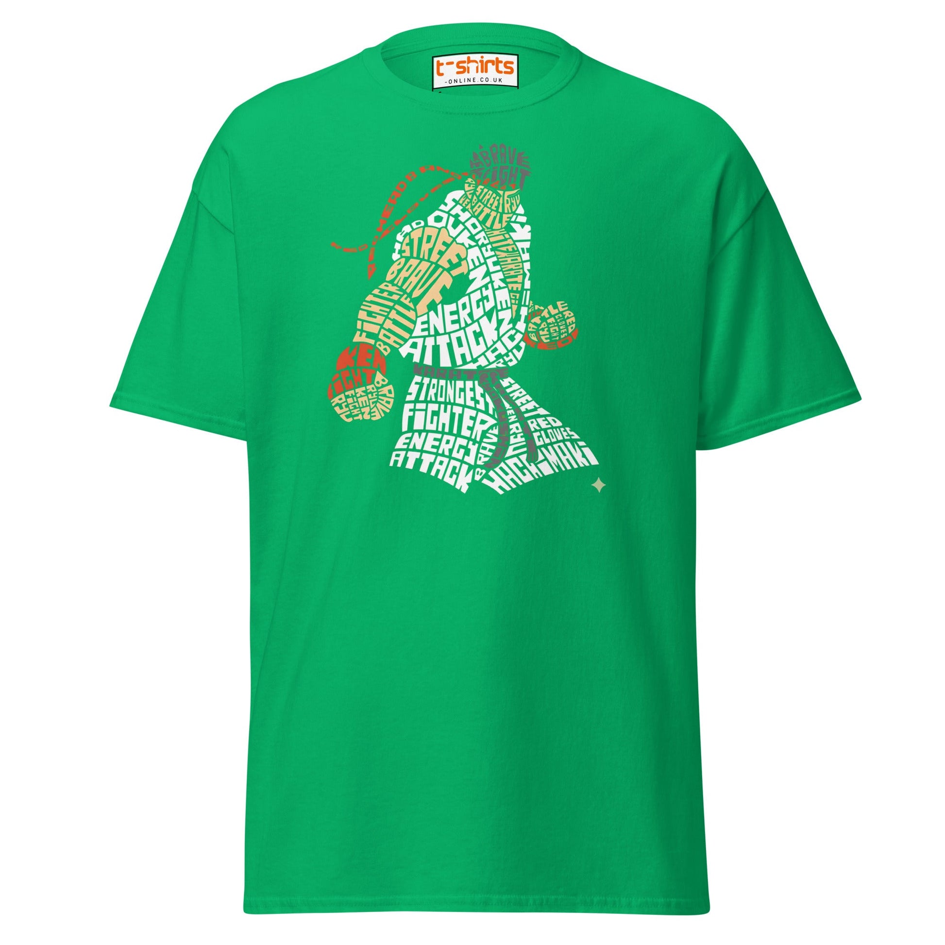 Street Fighter Word Art T-Shirt | Typography Fighter Tee - Irish Green - T-Shirts Online