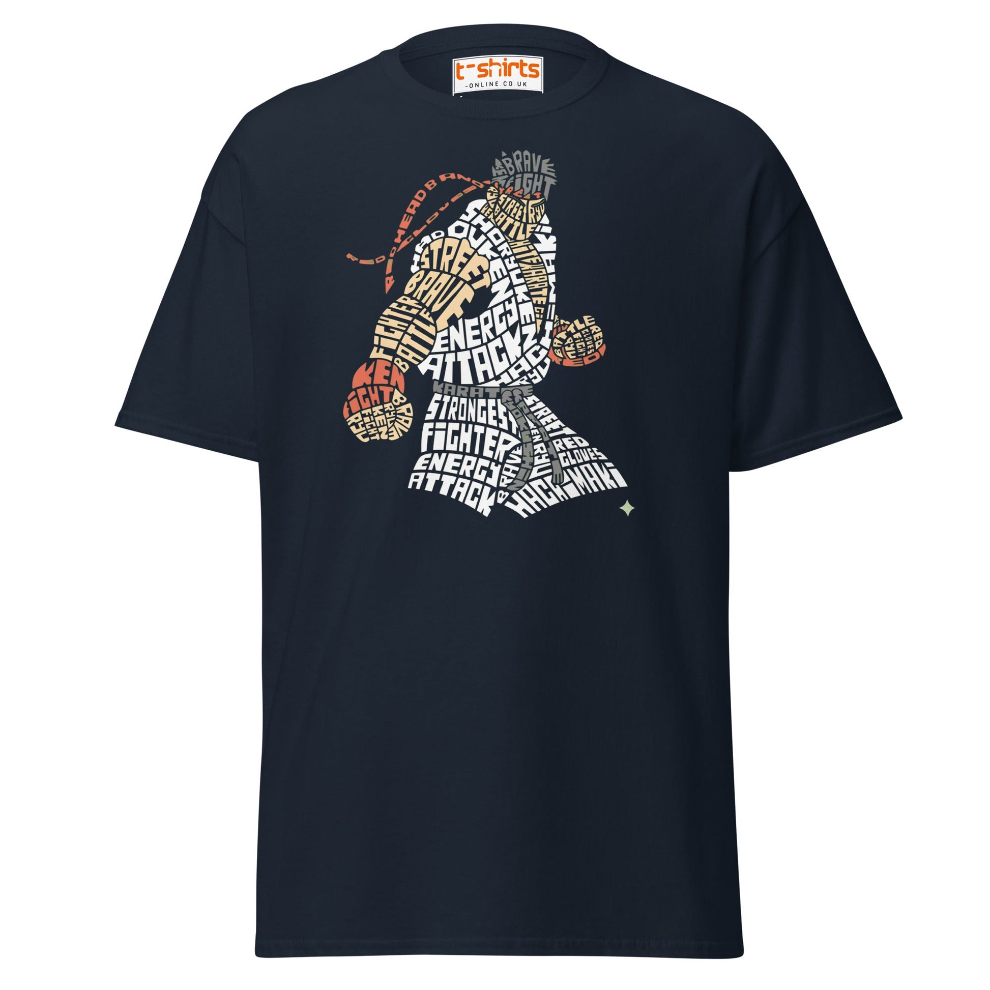 Street Fighter Word Art T-Shirt | Typography Fighter Tee - Navy - T-Shirts Online