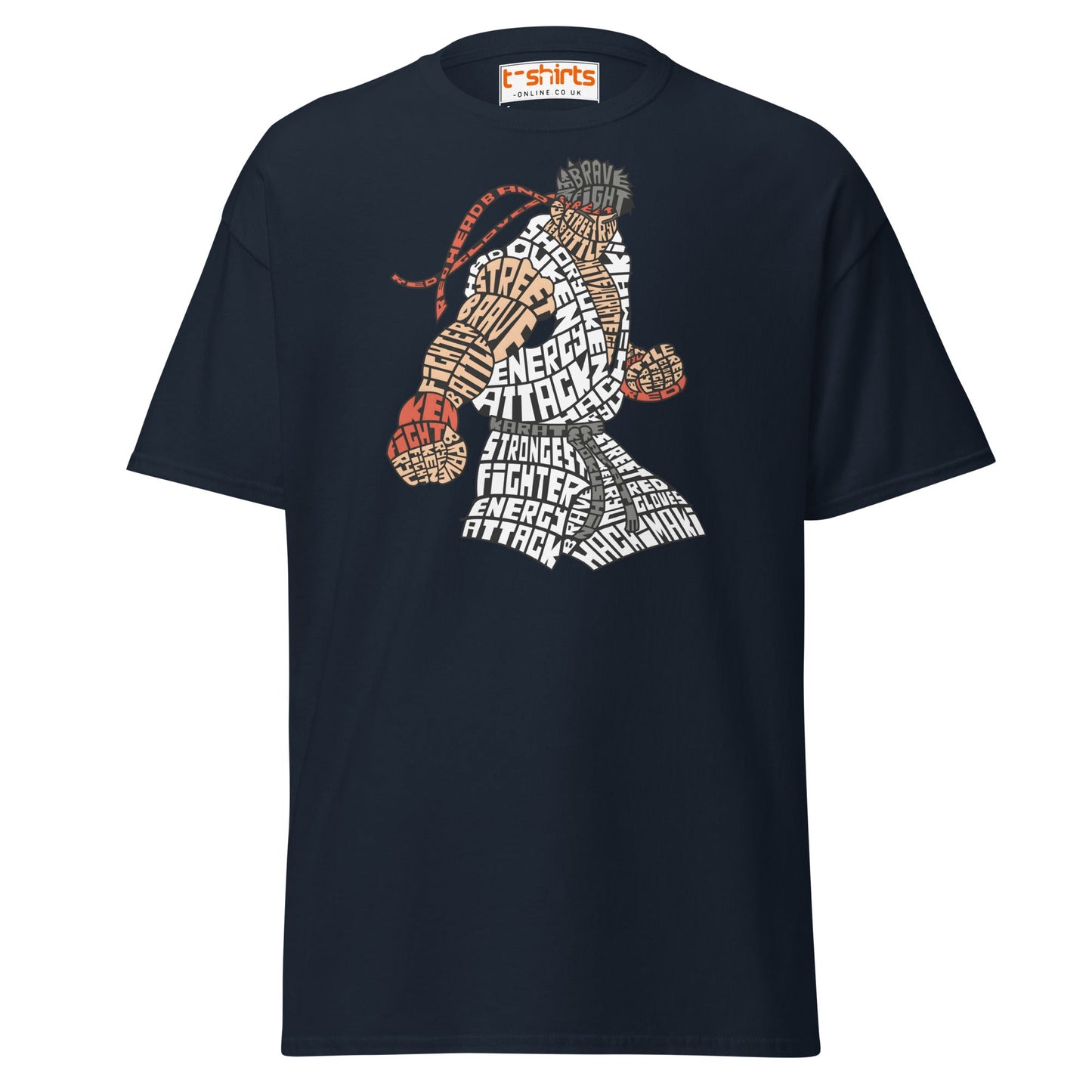 Street Fighter Word Art T-Shirt | Typography Fighter Tee - Navy - T-Shirts Online