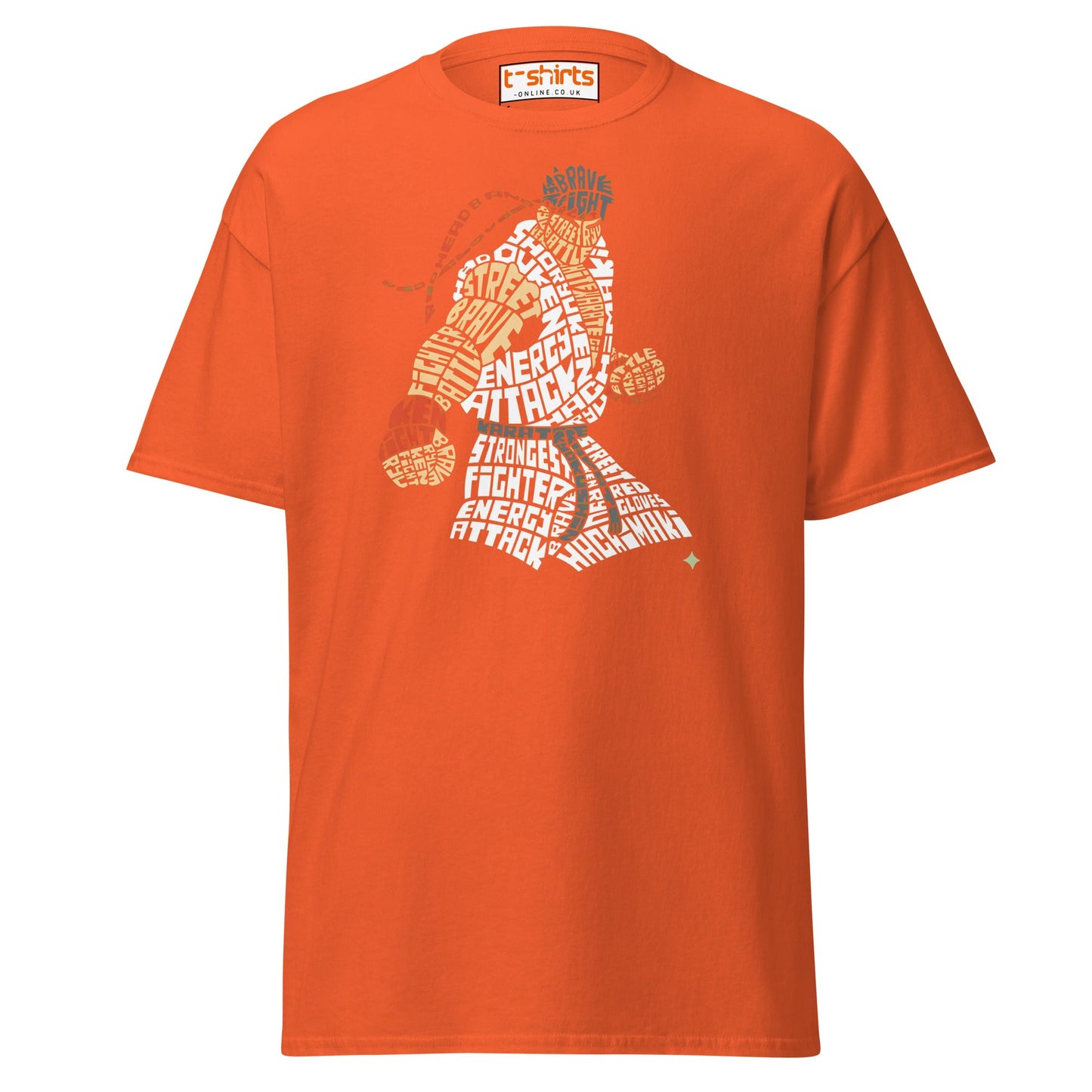 Street Fighter Word Art T-Shirt | Typography Fighter Tee - Orange - T-Shirts Online