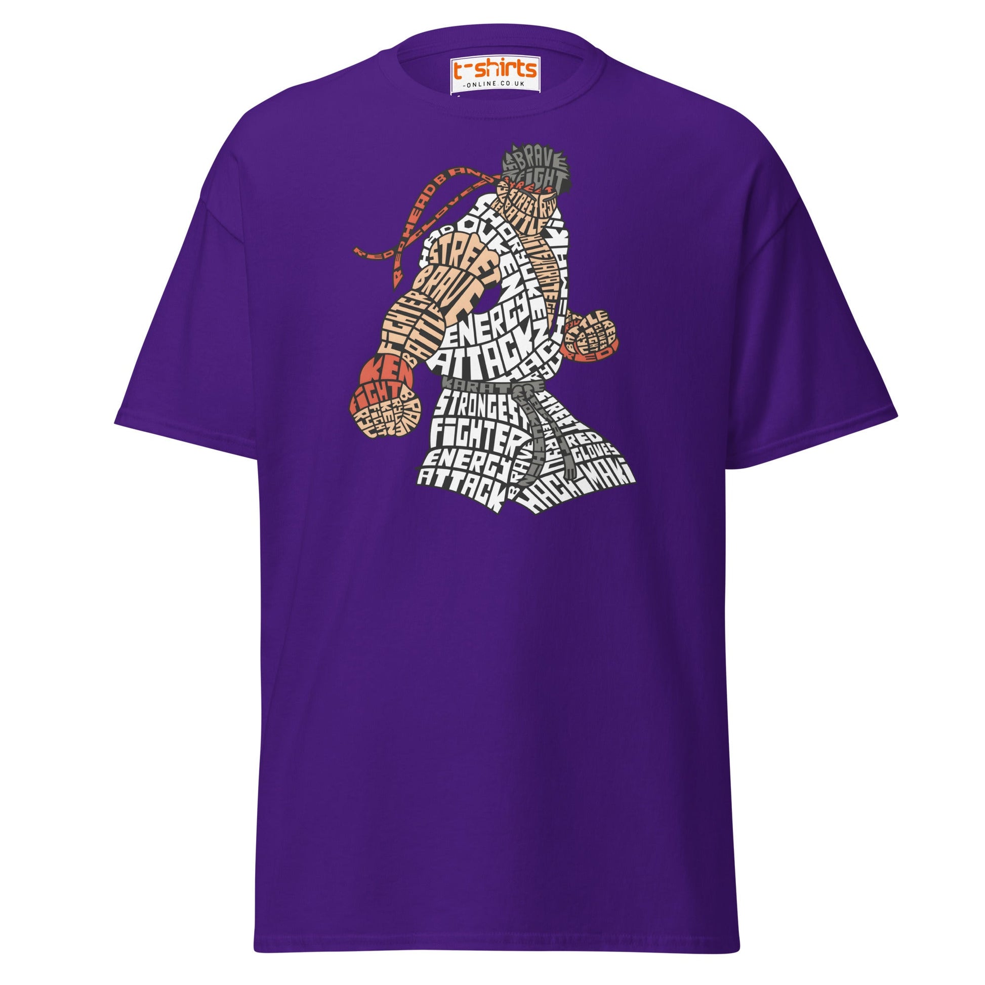 Street Fighter Word Art T-Shirt | Typography Fighter Tee - Purple - T-Shirts Online