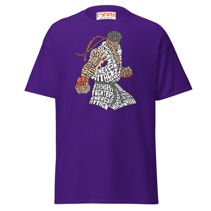Street Fighter Word Art T-Shirt | Typography Fighter Tee - Purple - T-Shirts Online