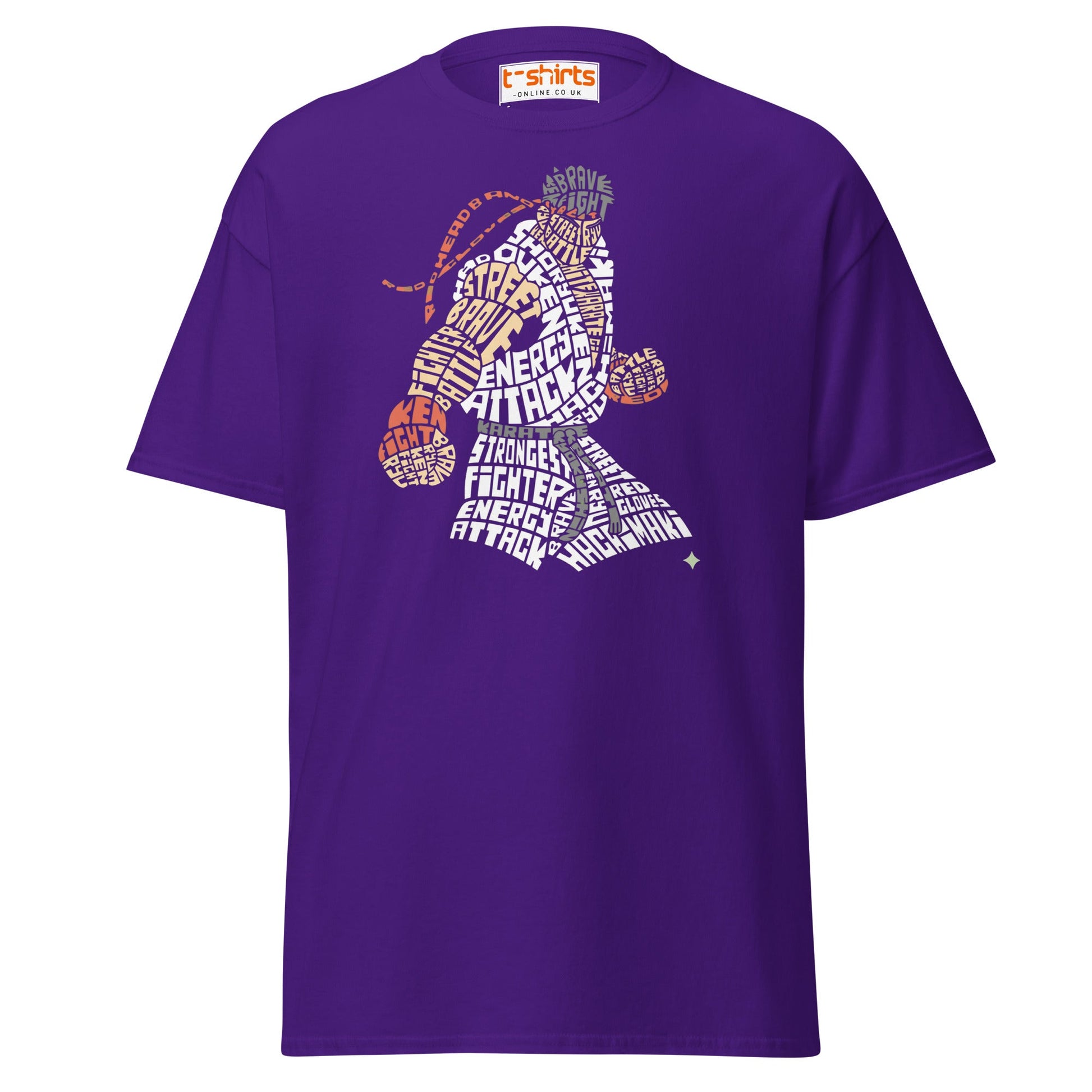 Street Fighter Word Art T-Shirt | Typography Fighter Tee - Purple - T-Shirts Online