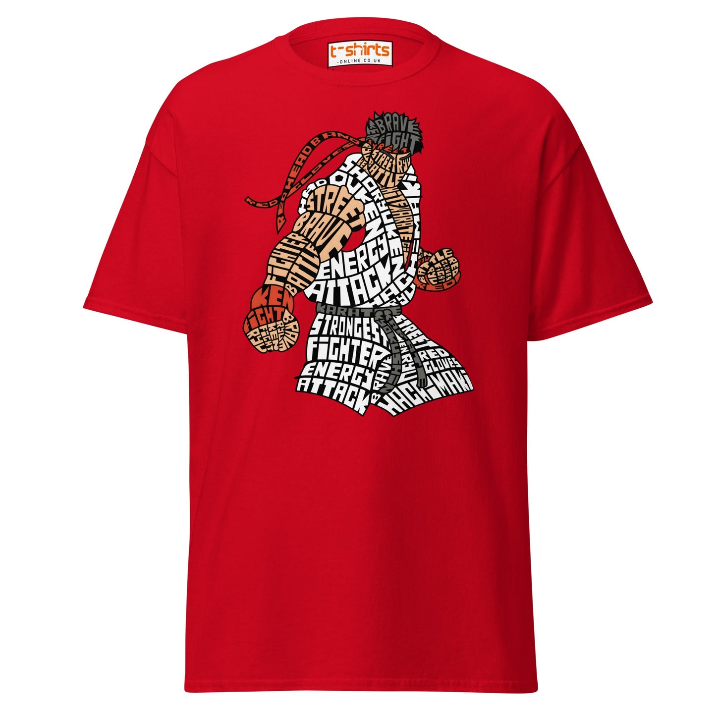 Street Fighter Word Art T-Shirt | Typography Fighter Tee - Red - T-Shirts Online