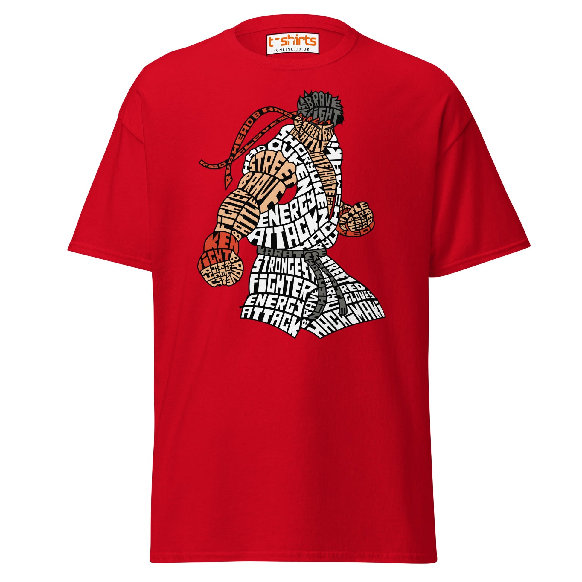 Street Fighter Word Art T-Shirt | Typography Fighter Tee - Red - T-Shirts Online